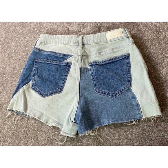 Hollister Ultra High-Rise Mom Shorts Distressed Denim Patchwork Size 5 - Picture 2 of 10